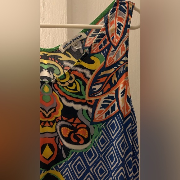 Jealous Tomato, L, loose fitting, smooth, Aztec tank top. Vivid colors, comfy. - Picture 3 of 11